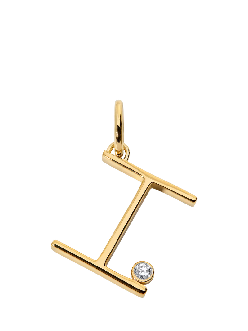 Monica Vinader Solitaire Lab Grown Diamond Initial Pendant, Gold/I
