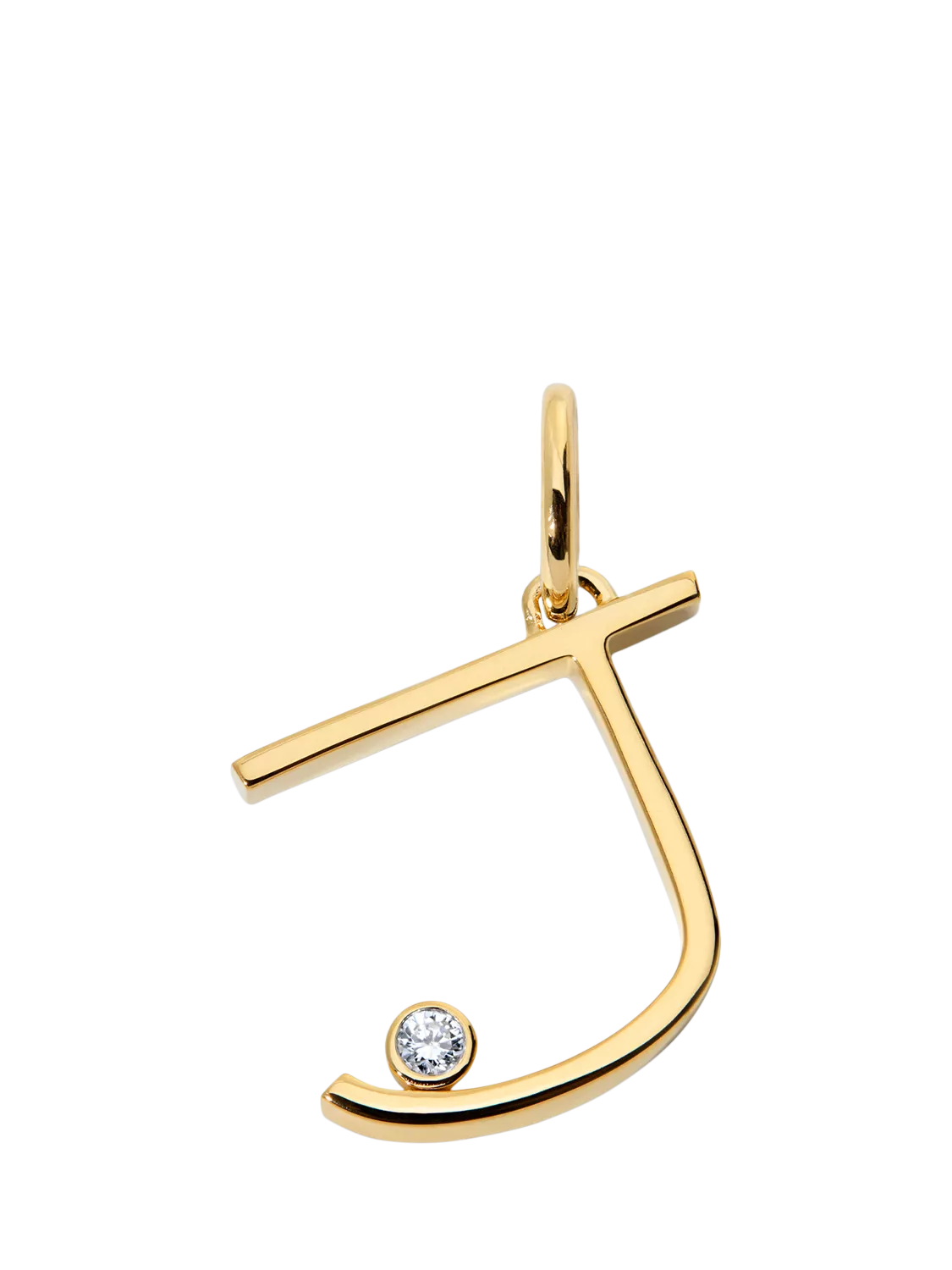 Monica Vinader Solitaire Lab Grown Diamond Initial Pendant, Gold/J