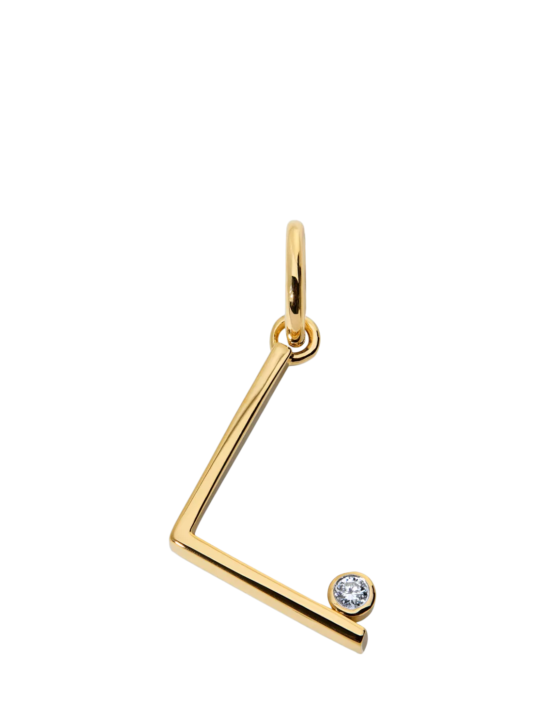 Monica Vinader Solitaire Lab Grown Diamond Initial Pendant, Gold/L
