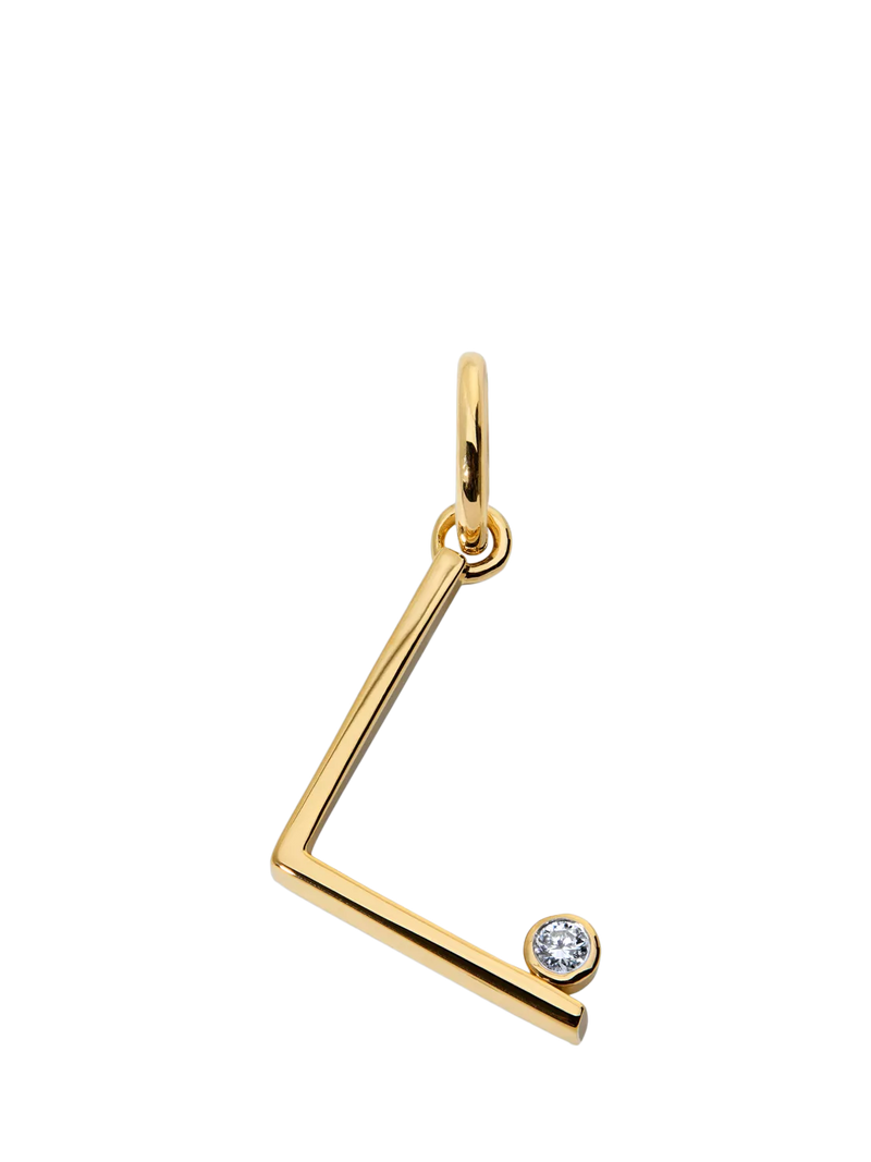 Monica Vinader Solitaire Lab Grown Diamond Initial Pendant, Gold/L