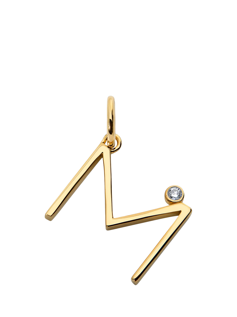 Monica Vinader Solitaire Lab Grown Diamond Initial Pendant, Gold/M