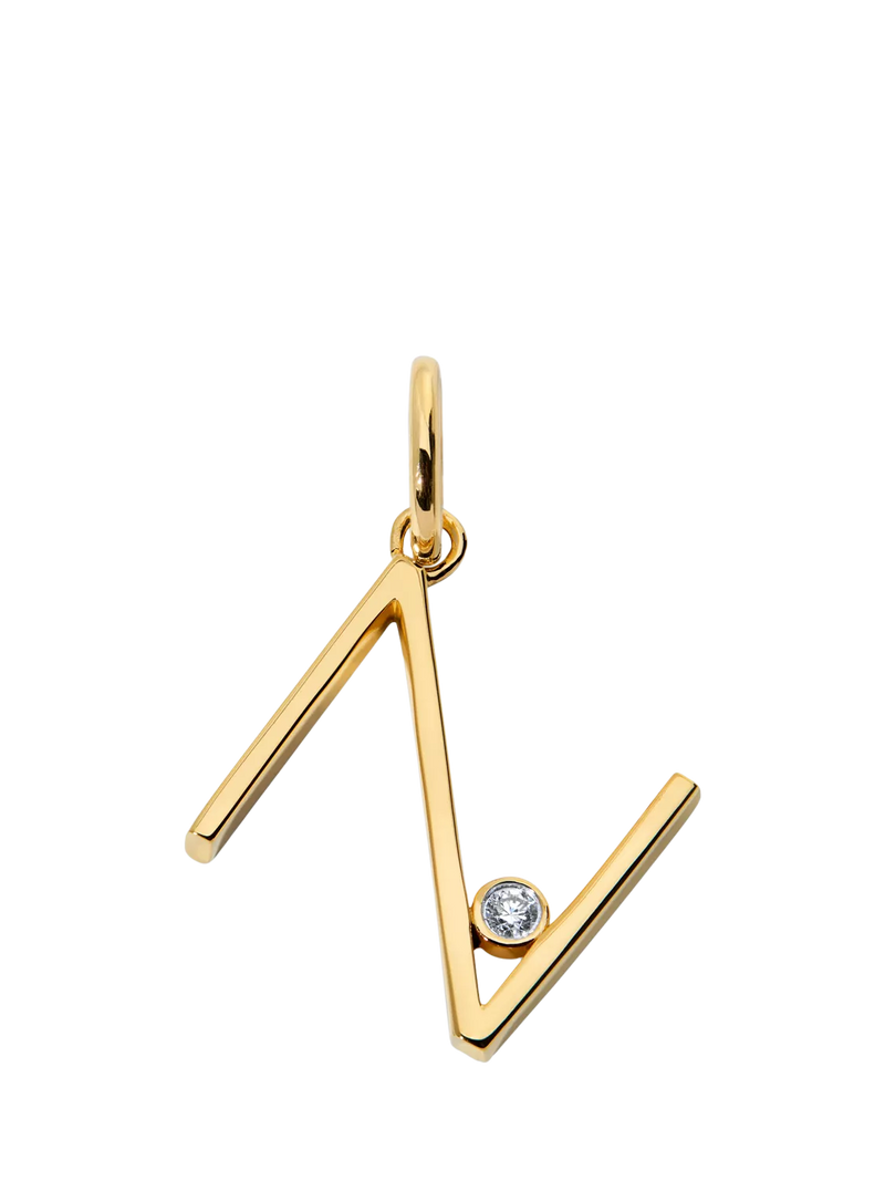 Monica Vinader Solitaire Lab Grown Diamond Initial Pendant, Gold/N
