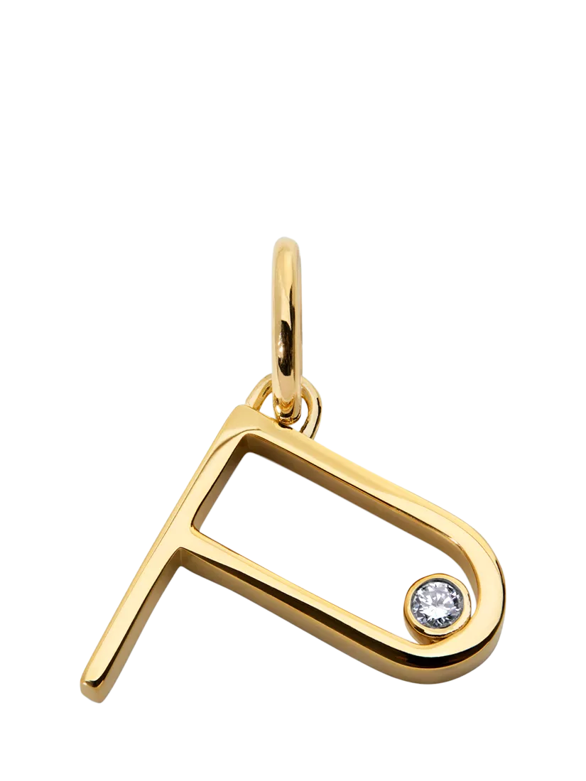 Monica Vinader Solitaire Lab Grown Diamond Initial Pendant, Gold/B