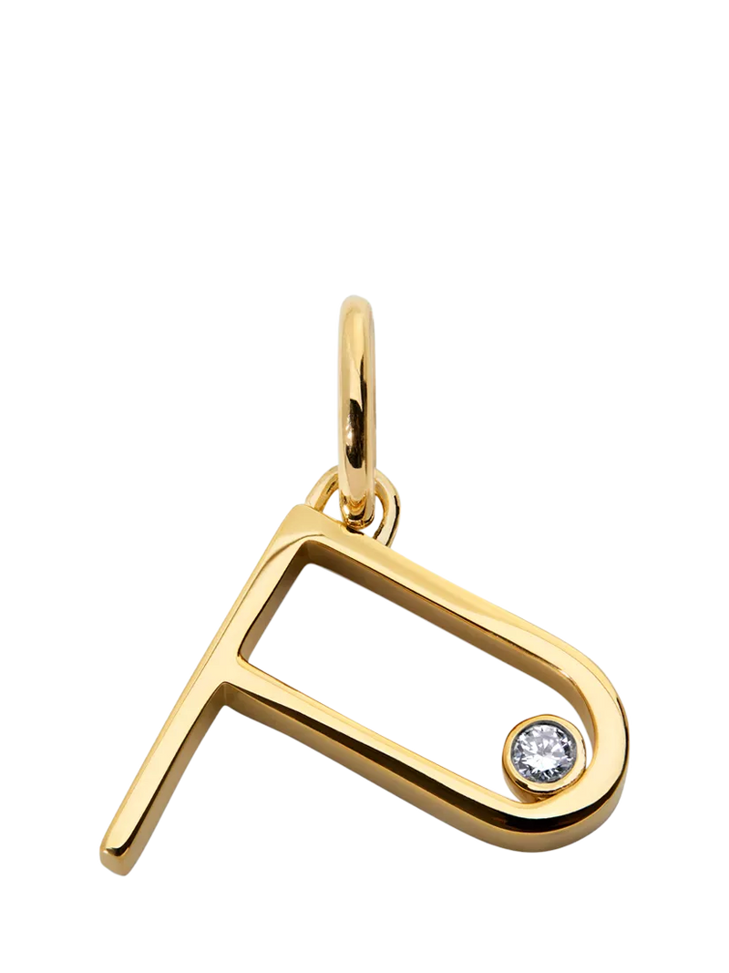 Monica Vinader Solitaire Lab Grown Diamond Initial Pendant, Gold/B
