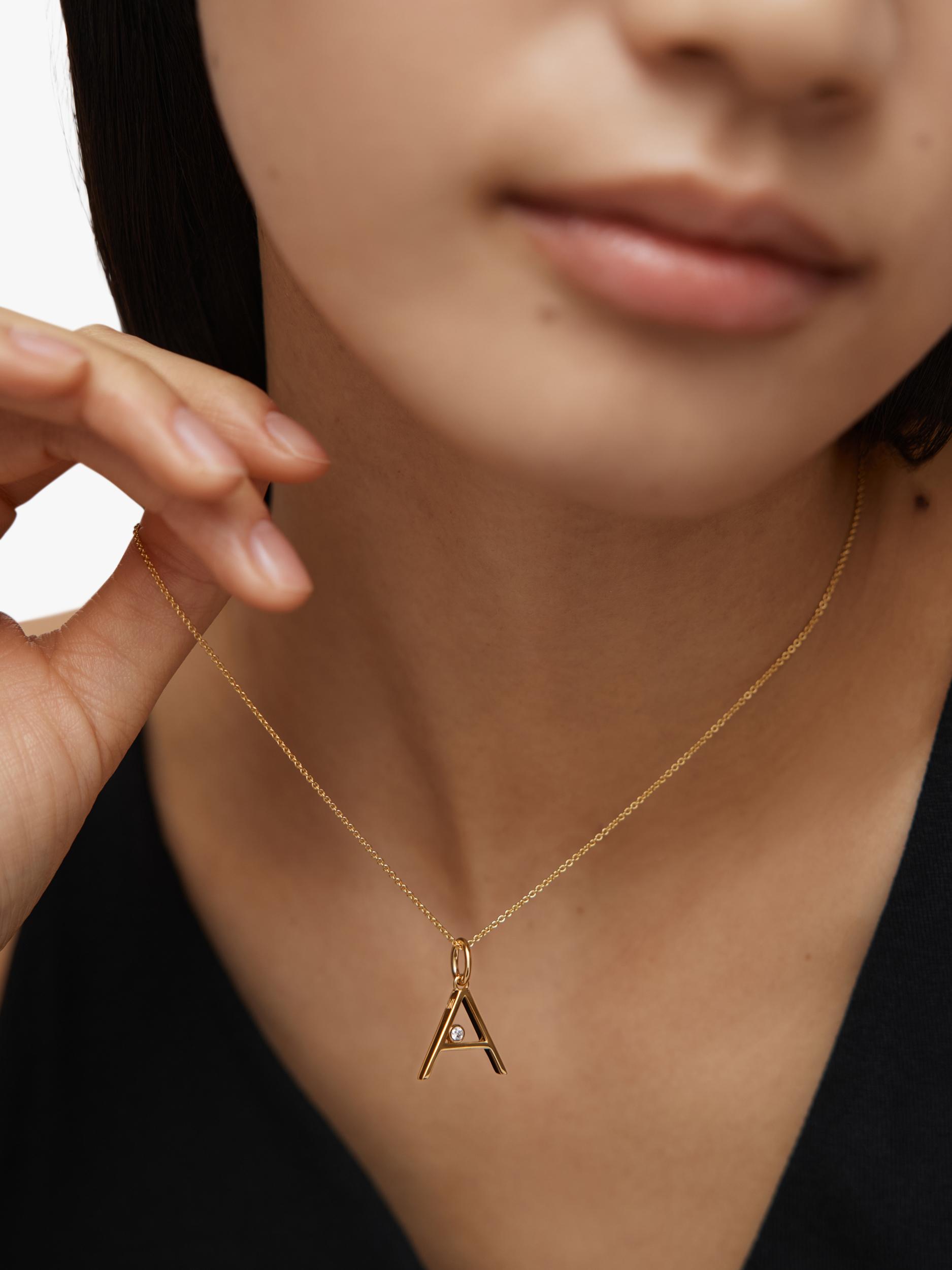 Monica Vinader initial pendant with lab grown diamond, UK version