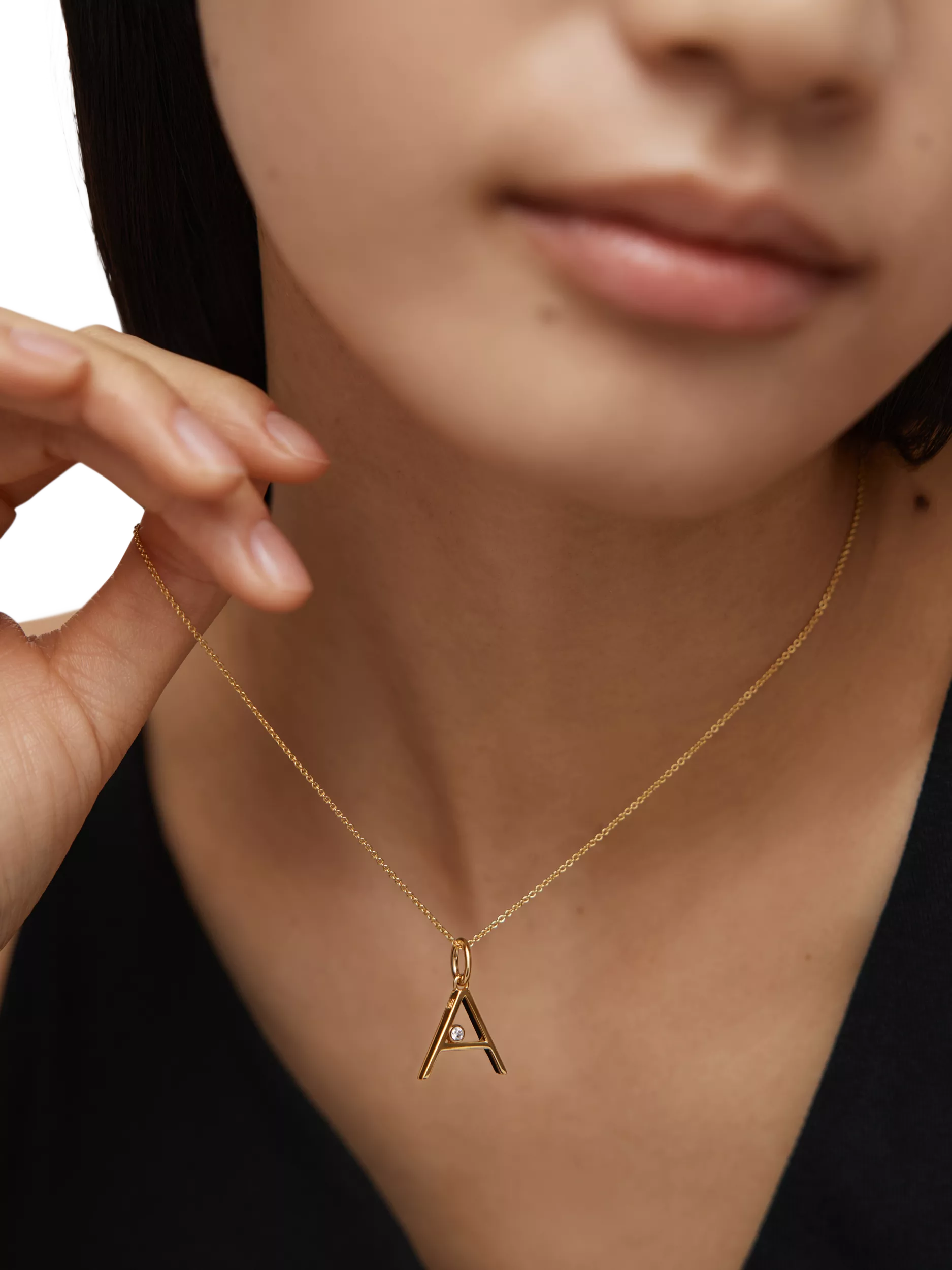 Monica Vinader initial pendant with lab grown diamond, UK version