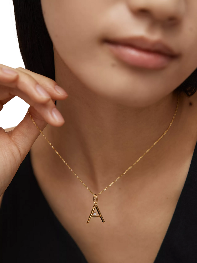 Monica Vinader initial pendant with lab grown diamond, UK version