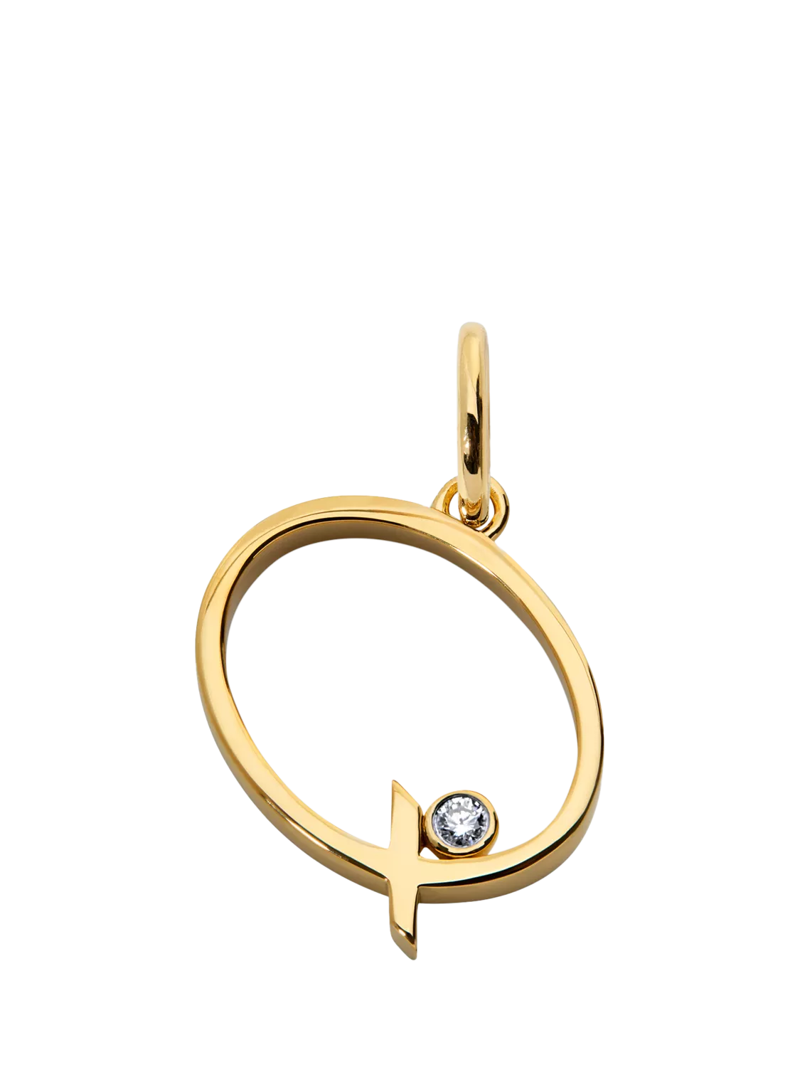 Monica Vinader Solitaire Lab Grown Diamond Initial Pendant, Gold/Q