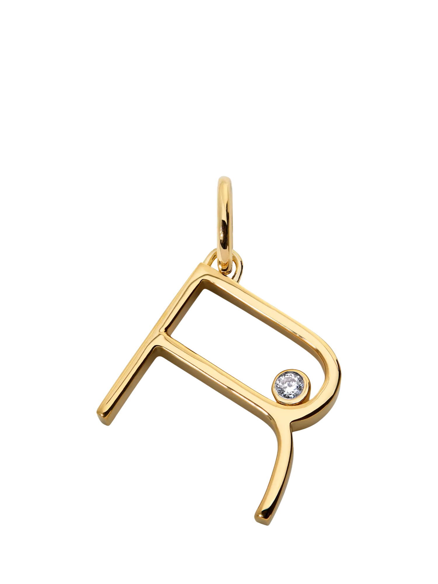 Monica Vinader Solitaire Lab Grown Diamond Initial Pendant, Gold/R