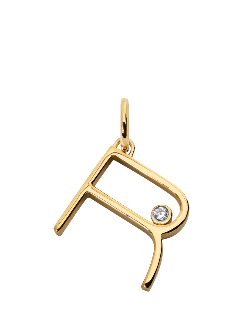 Monica Vinader Solitaire Lab Grown Diamond Initial Pendant, Gold/R