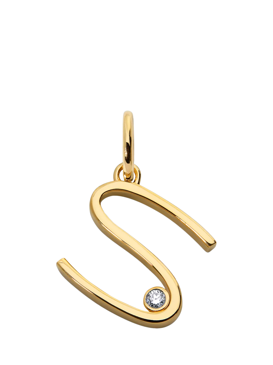 Monica Vinader Solitaire Lab Grown Diamond Initial Pendant, Gold/S