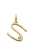 Monica Vinader Solitaire Lab Grown Diamond Initial Pendant, Gold/S