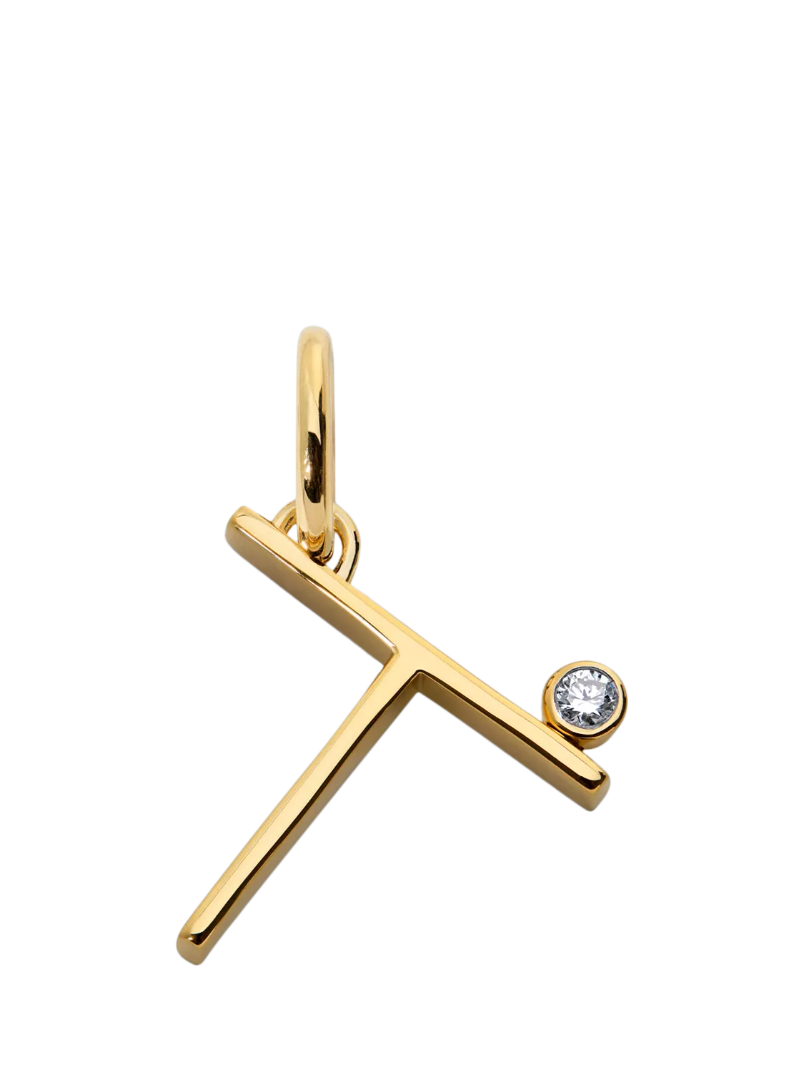 Monica Vinader Solitaire Lab Grown Diamond Initial Pendant, Gold/T