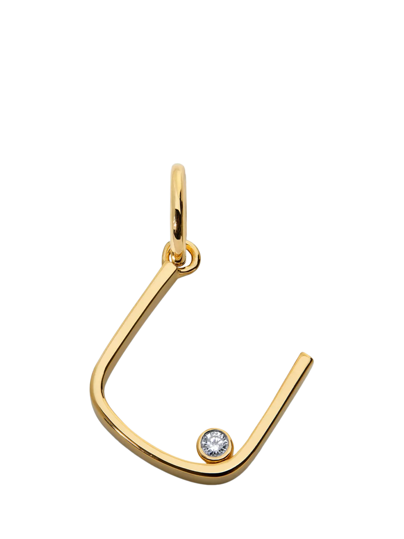 Monica Vinader Solitaire Lab Grown Diamond Initial Pendant, Gold/U