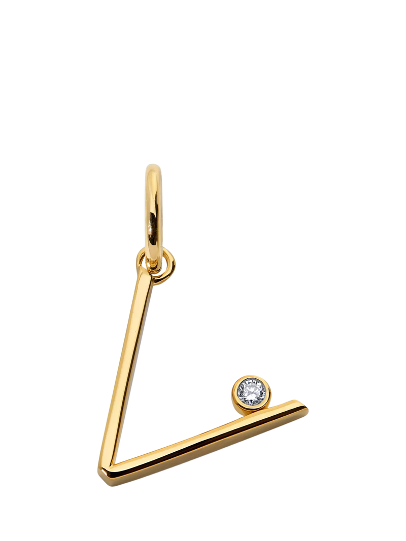 Monica Vinader Solitaire Lab Grown Diamond Initial Pendant, Gold/V