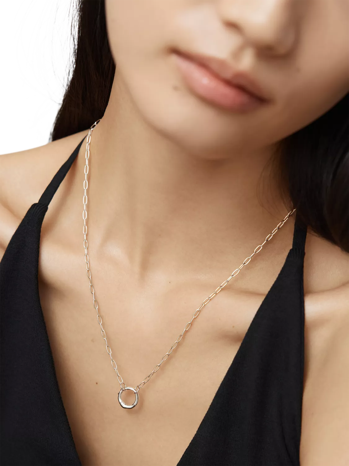 Monica Vinader silver chain necklace with charm clasp (British brand)