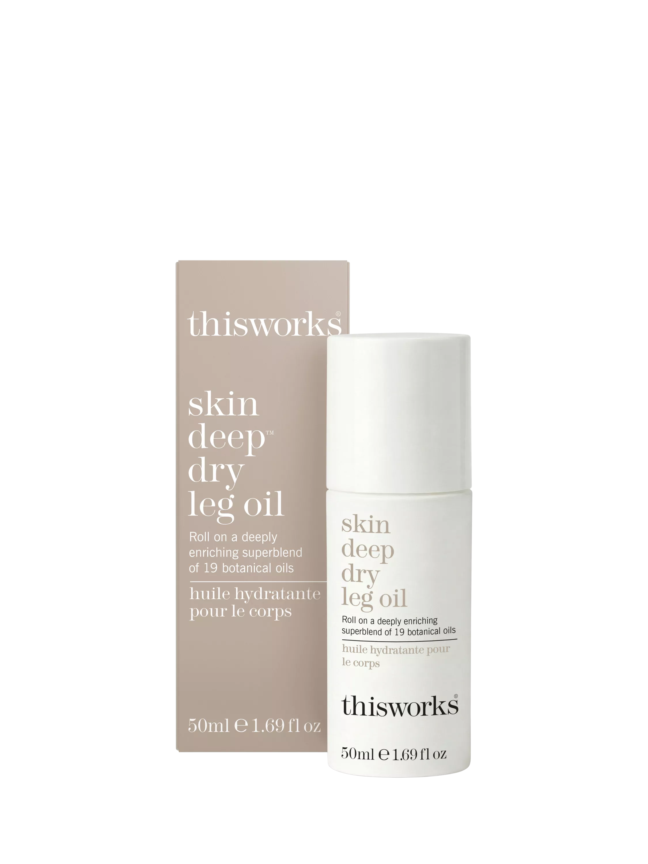 This Works Skin Deep Dry Leg Oil Roll-On 50ml - British product