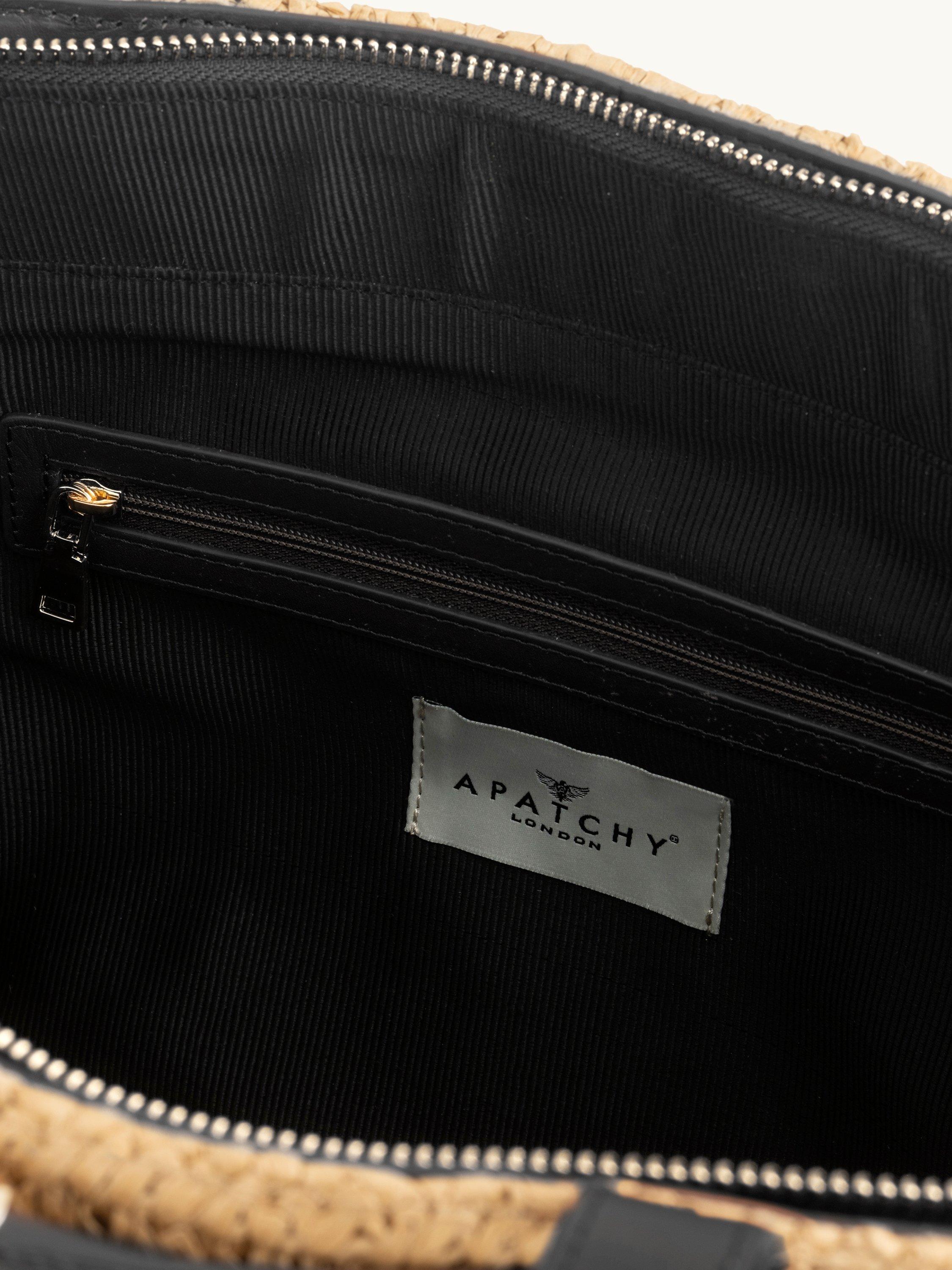Apatchy London Esme straw handbag tote, imported from the UK