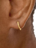 Monica Vinader gold mini huggie hoop earrings, imported from the UK