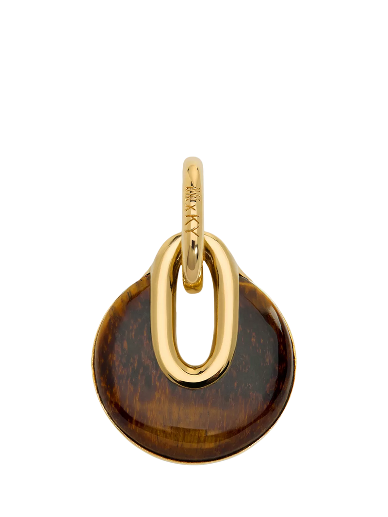 Monica Vinader tiger's eye pendant charm, gold vermeil - British product