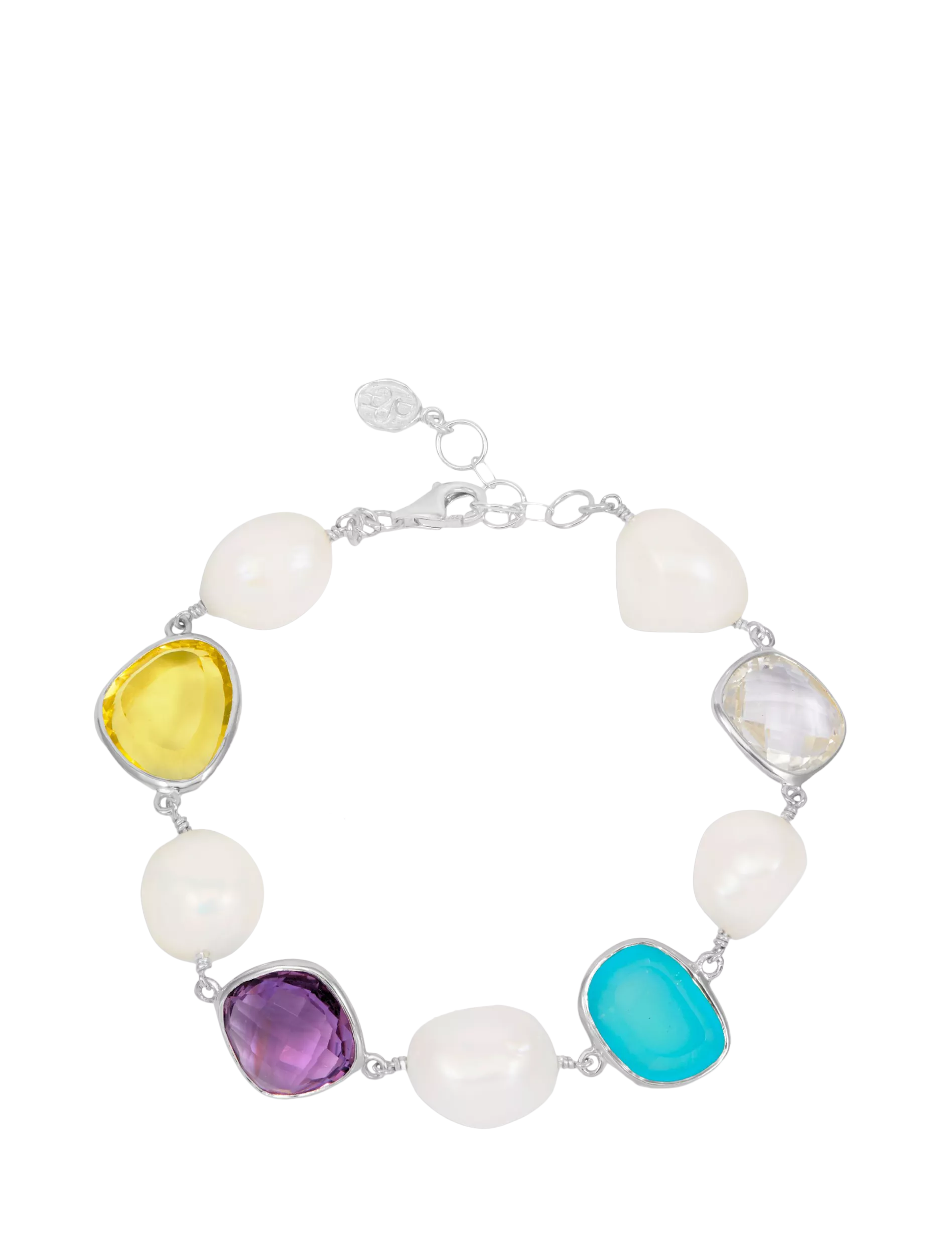 Dower & Hall multi pearl gemstone pebble bracelet sterling silver, UK version