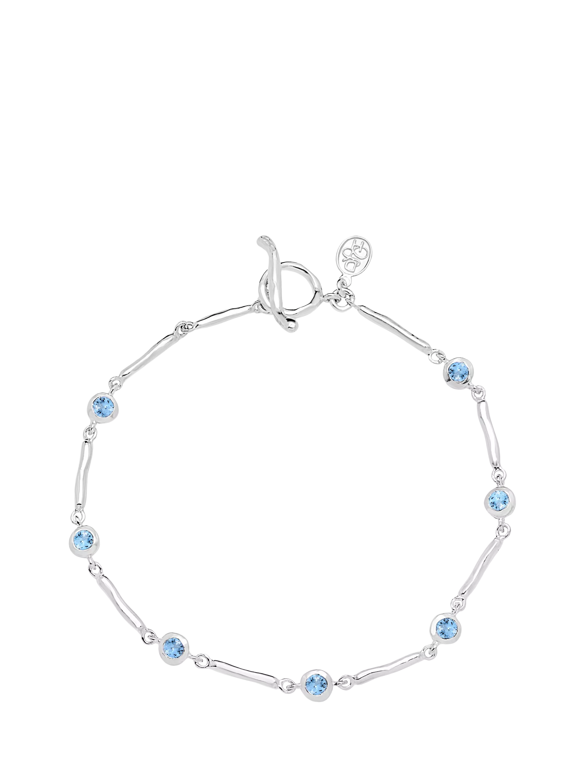 Dower & Hall sterling silver aquamarine bracelet 18.5cm (British brand)