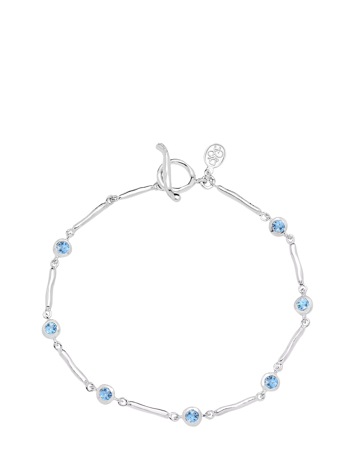 Dower & Hall sterling silver aquamarine bracelet 18.5cm (British brand)