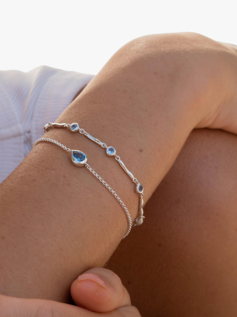 Dower & Hall sterling silver aquamarine bracelet 18.5cm (British brand)