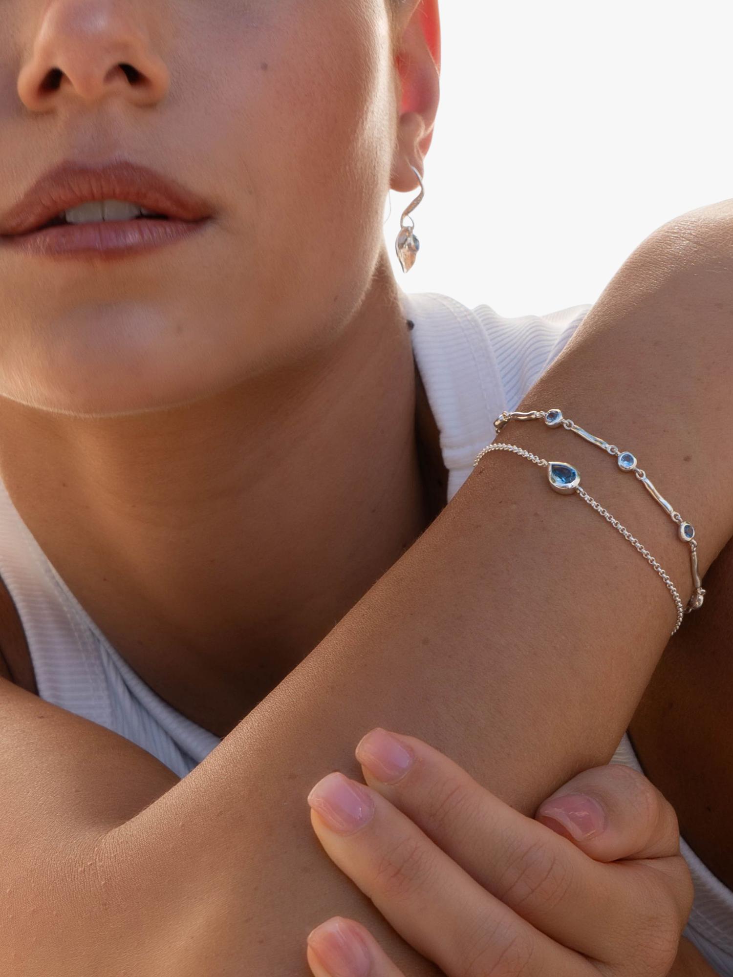Dower & Hall sterling silver aquamarine bracelet 18.5cm (British brand)