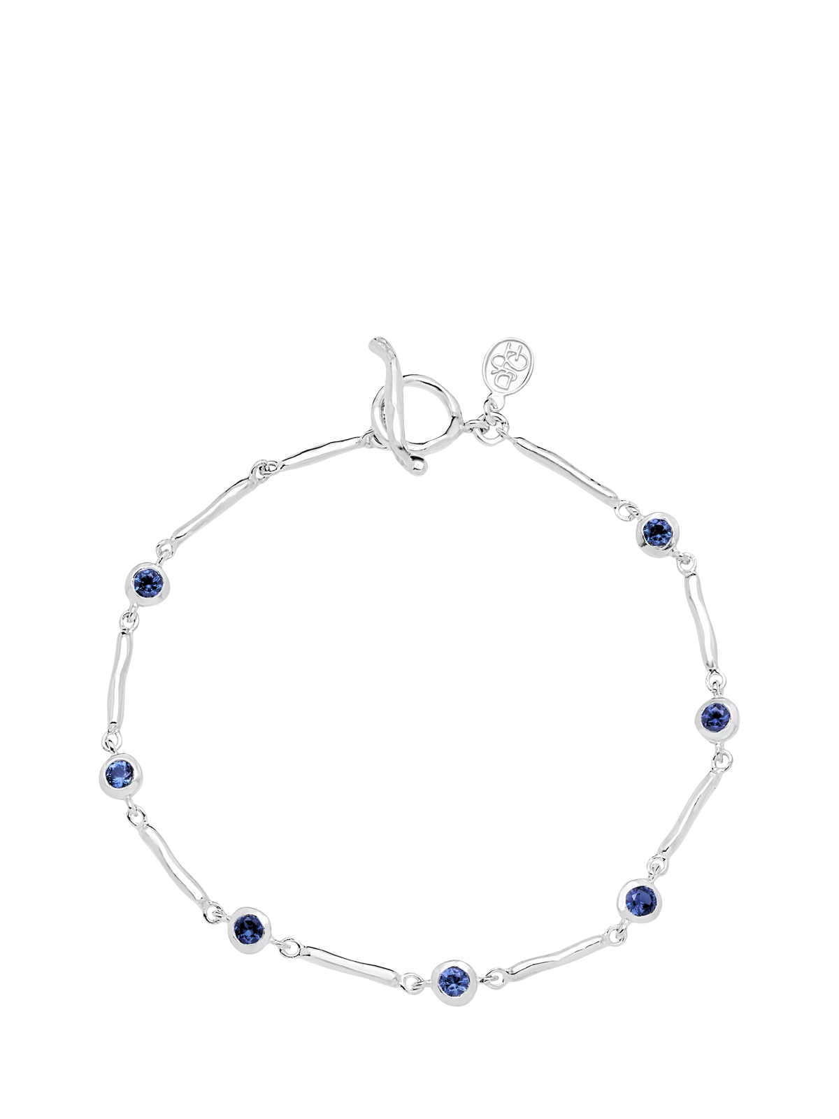 Dower & Hall sterling silver sapphire bracelet 18.5cm, imported from the UK