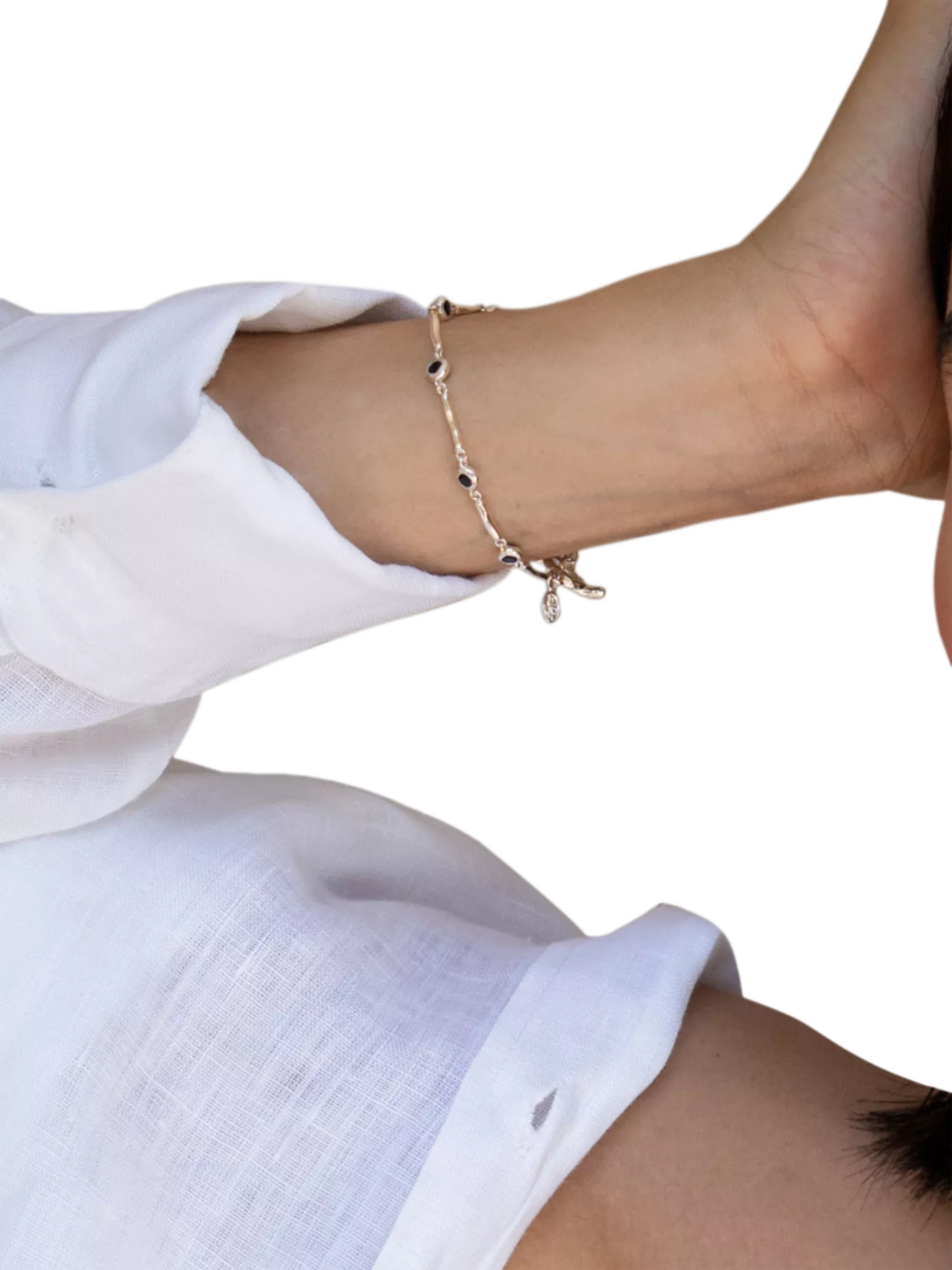 Dower & Hall sterling silver sapphire bracelet 18.5cm, imported from the UK