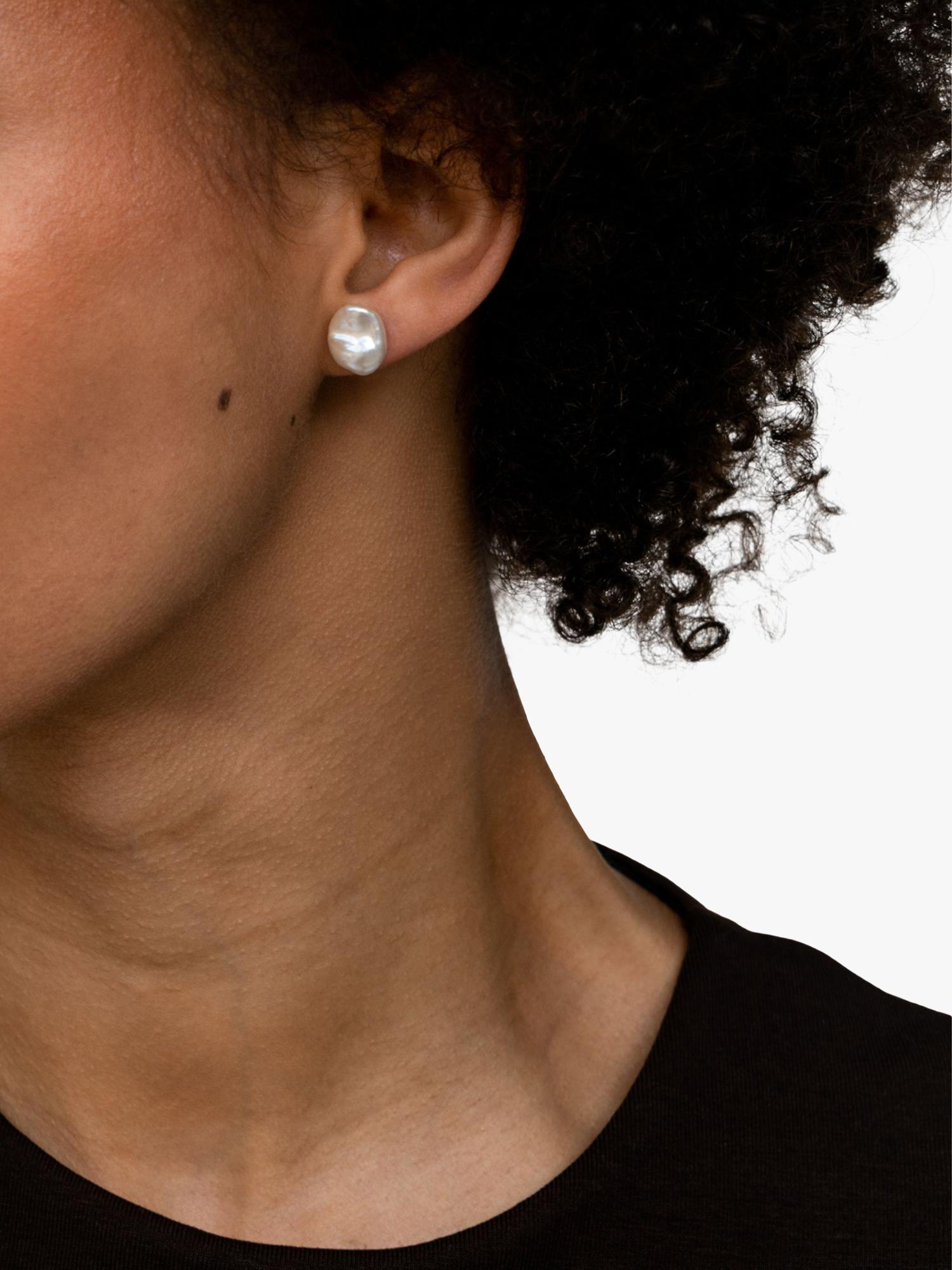 Dower & Hall keshi pearl stud earrings in silver (British brand)