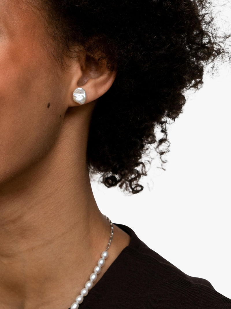 Dower & Hall keshi pearl stud earrings in silver (British brand)