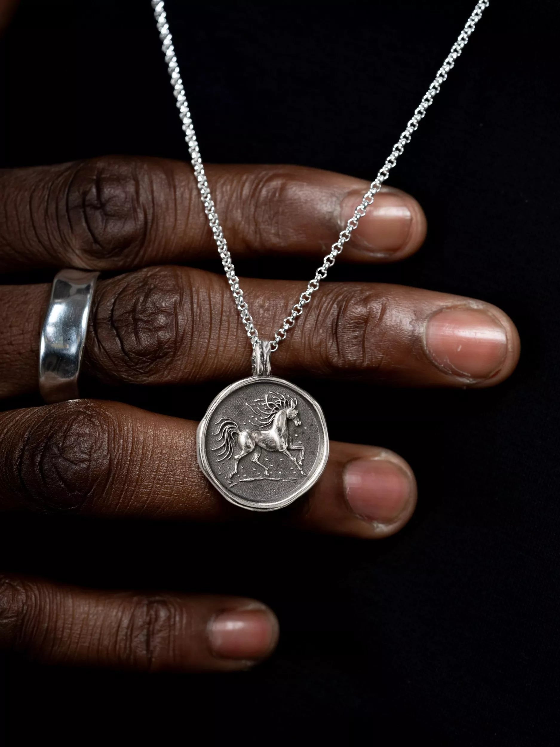 Dower & Hall Fire Horse pendant in sterling silver, UK version