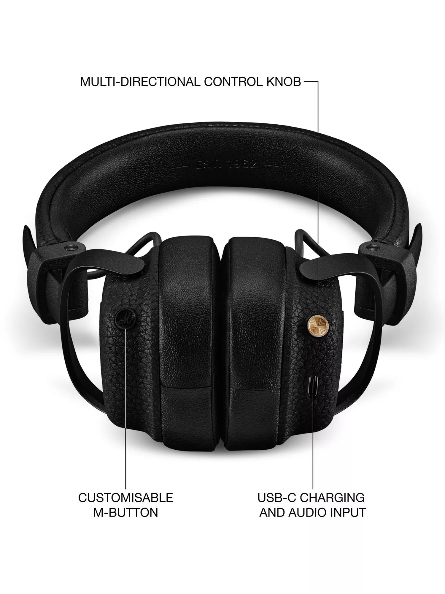Marshall Milton ANC on-ear wireless headphones Black, UK version