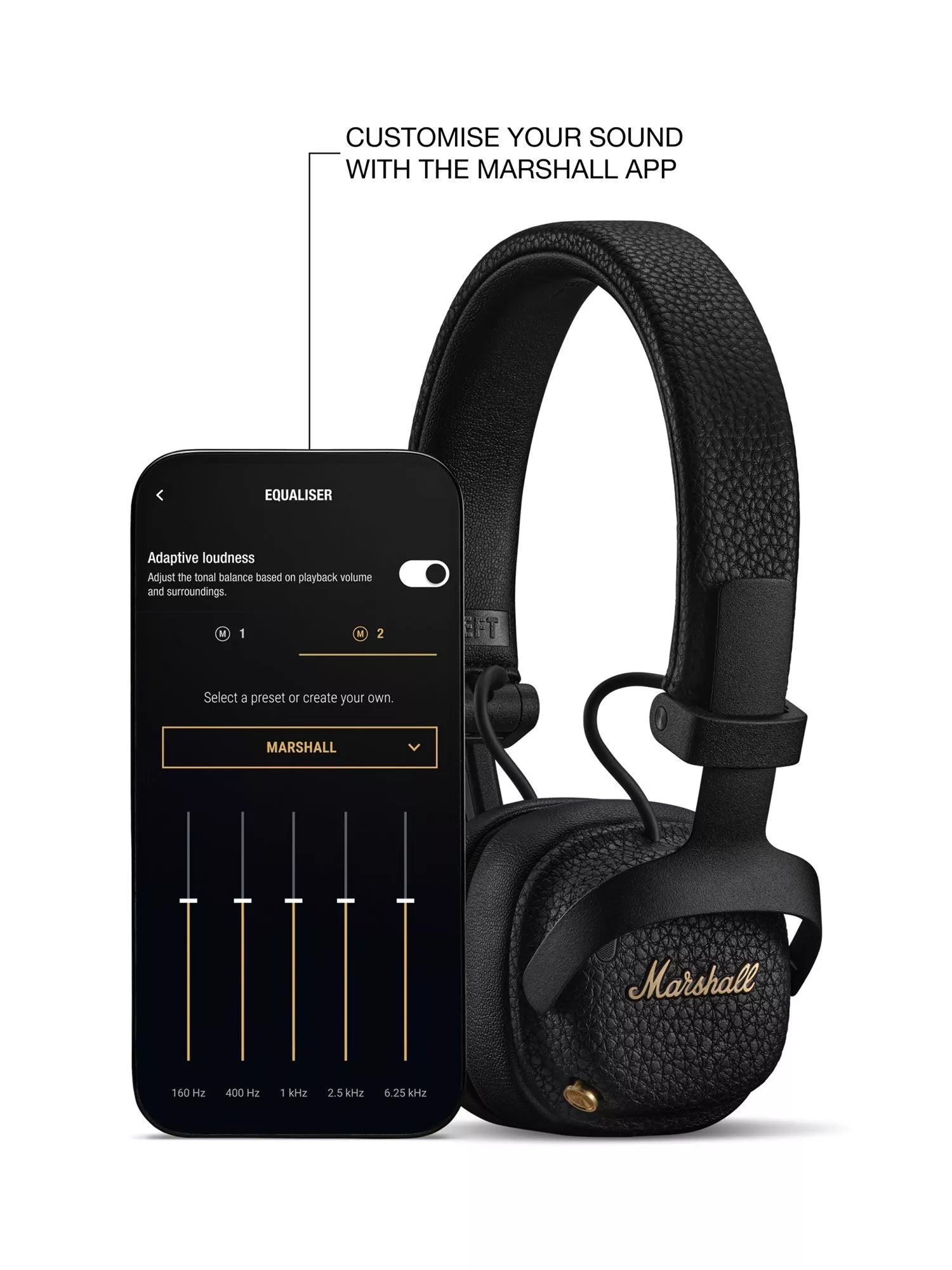 Marshall Milton ANC on-ear wireless headphones Black, UK version