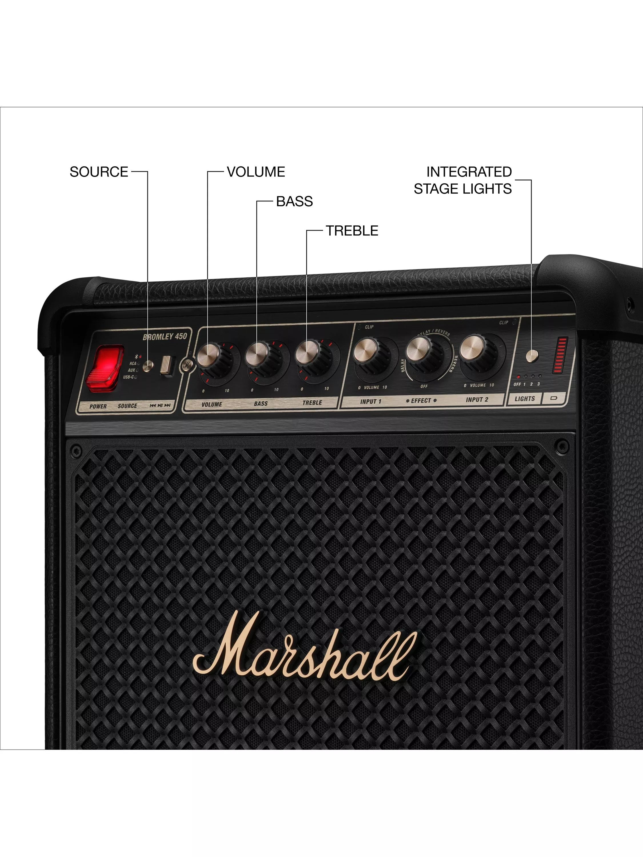 Marshall Bromley 450 Bluetooth party speaker with lights, UK version