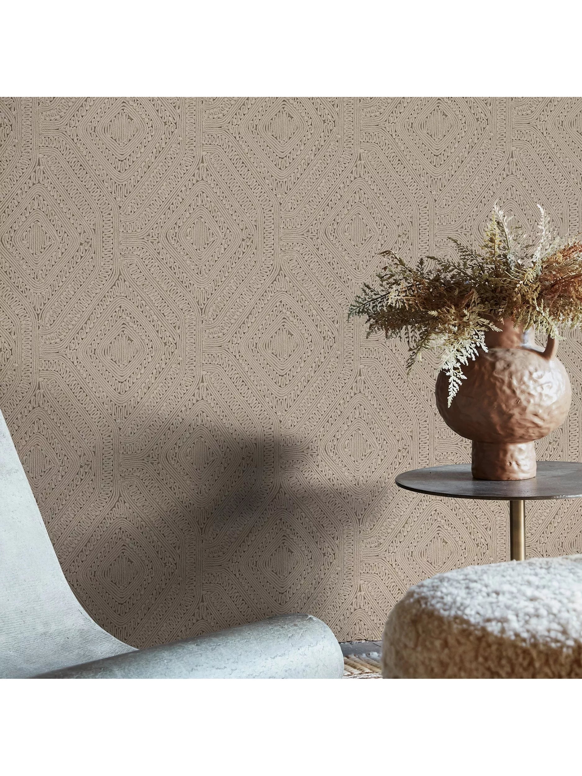 Abigail Ahern Artisan Weave Wallpaper Fawn, imported from the UK