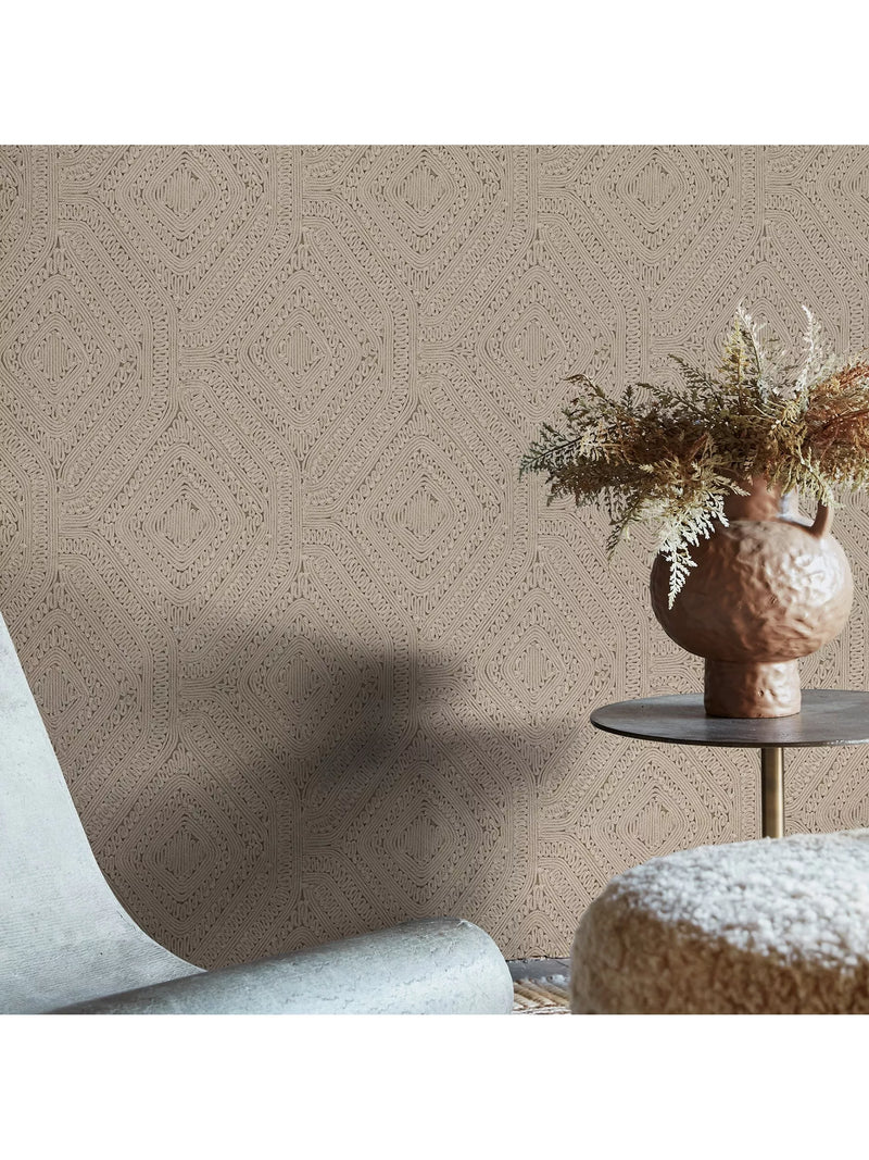 Abigail Ahern Artisan Weave Wallpaper Fawn, imported from the UK