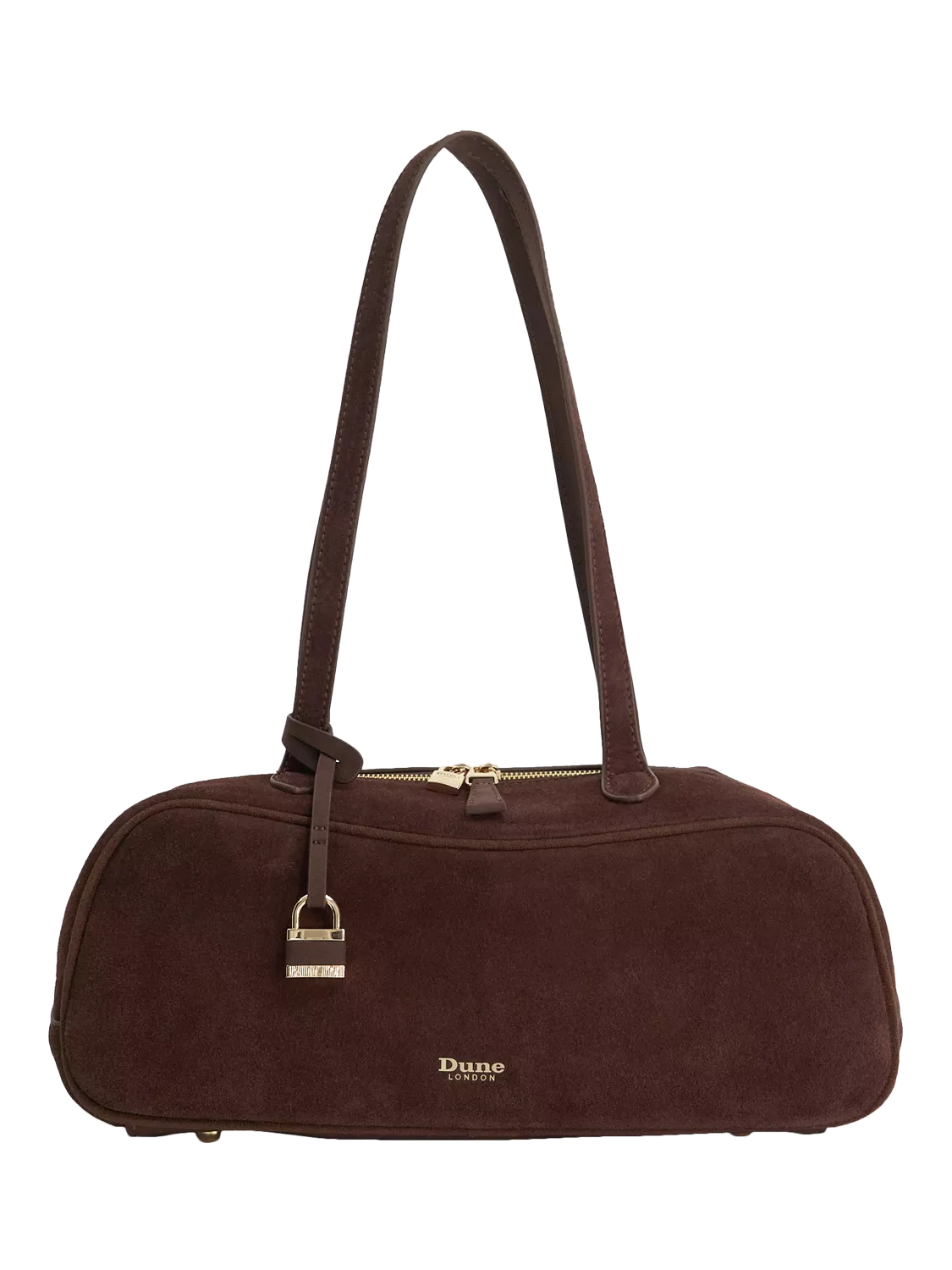 Dune London suede bowling handbag in brown (British brand)