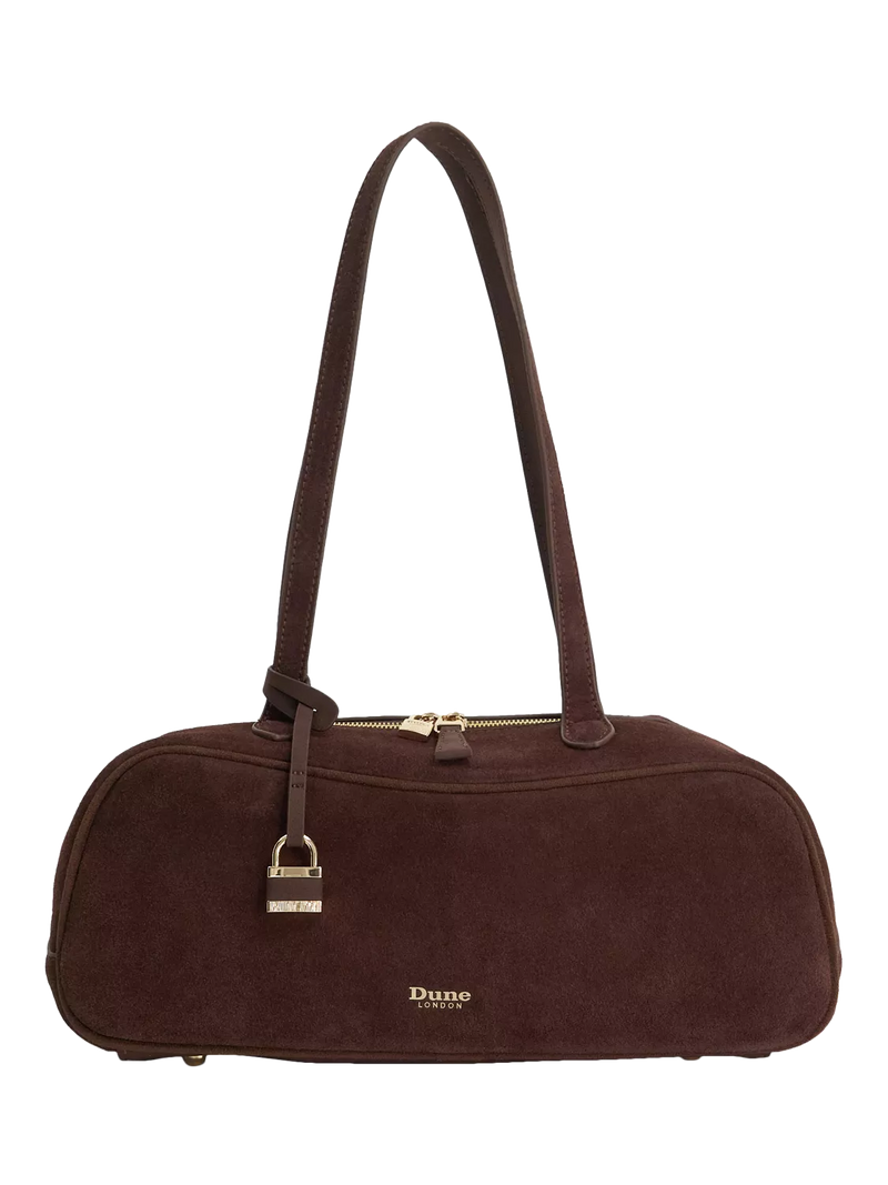 Dune London suede bowling handbag in brown (British brand)