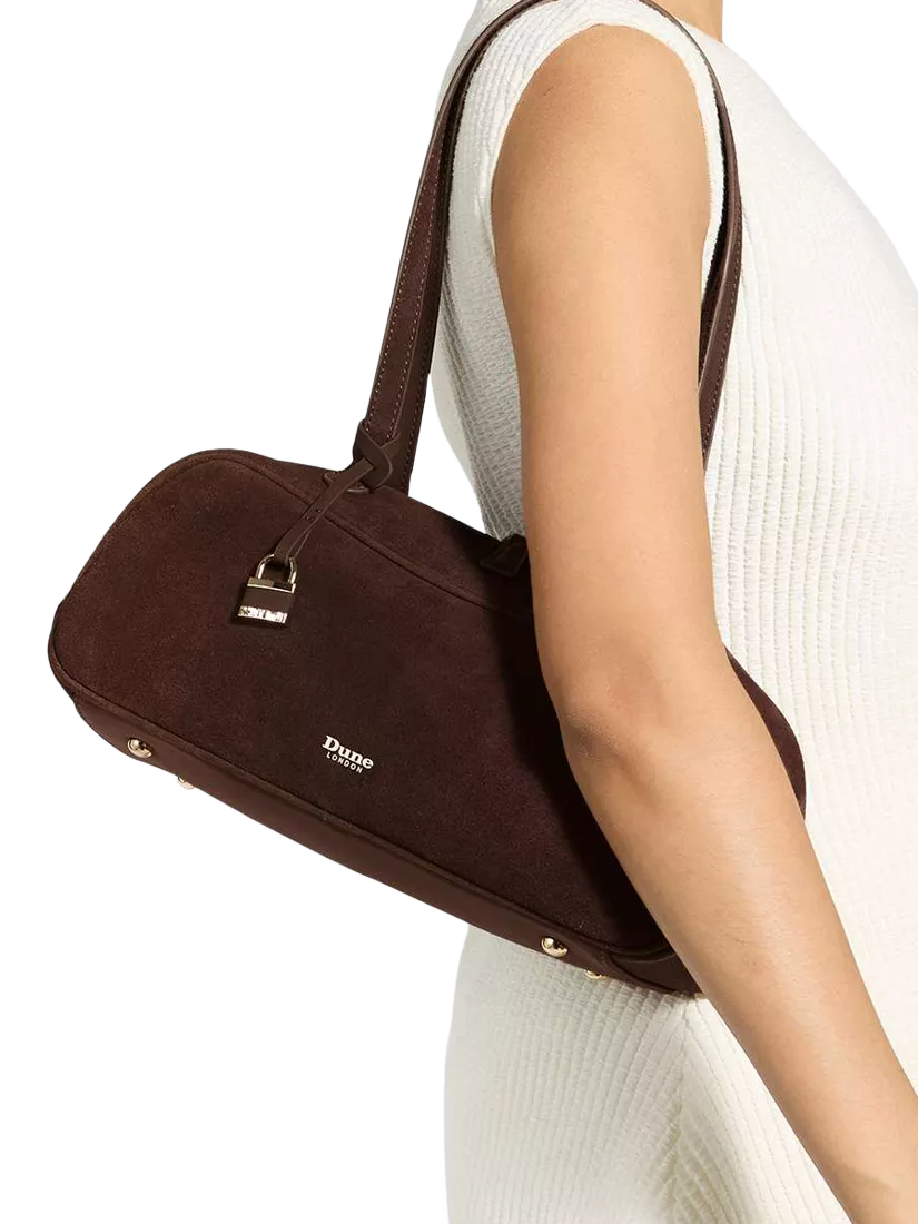 Dune London suede bowling handbag in brown (British brand)