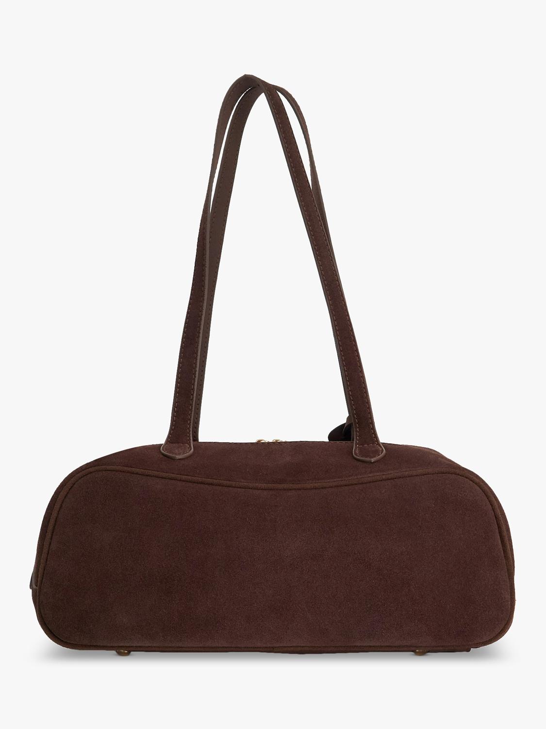 Dune London suede bowling handbag in brown (British brand)
