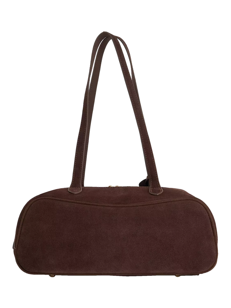 Dune London suede bowling handbag in brown (British brand)