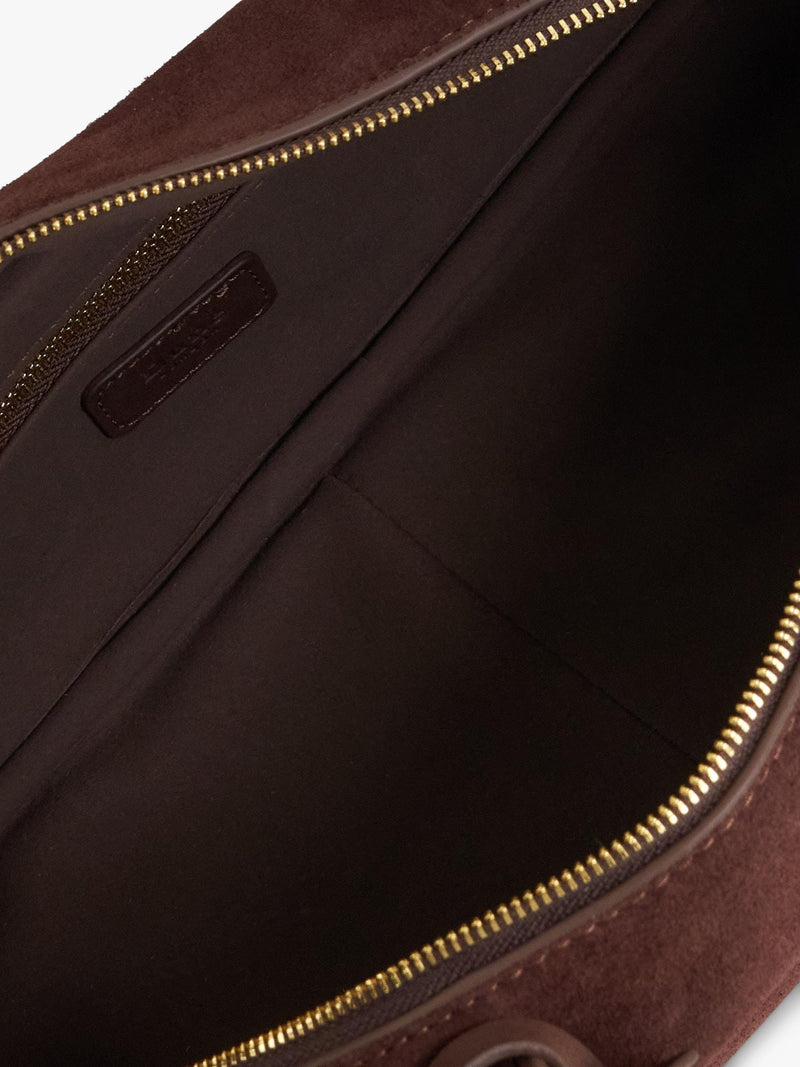 Dune London suede bowling handbag in brown (British brand)