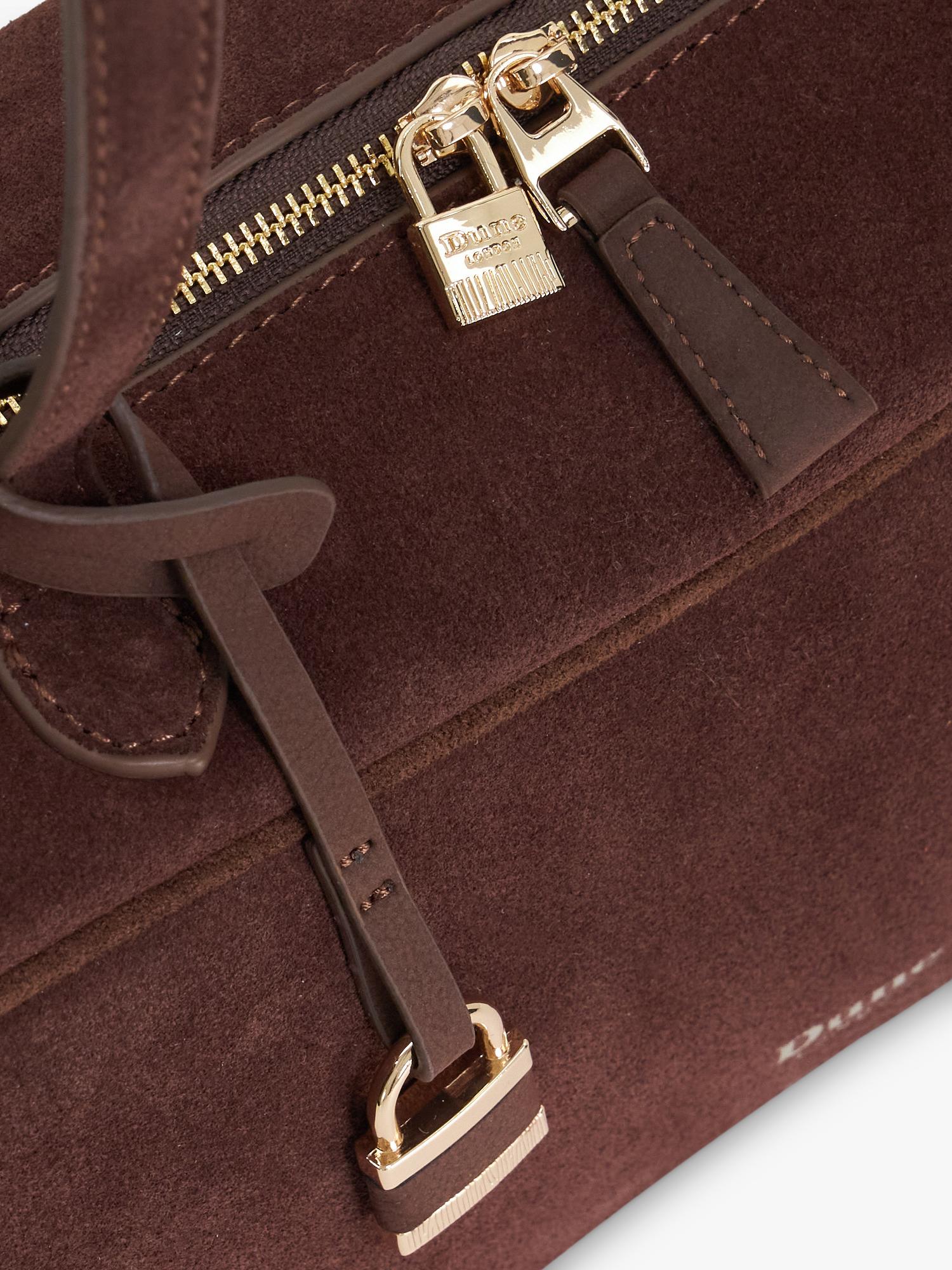 Dune London suede bowling handbag in brown (British brand)