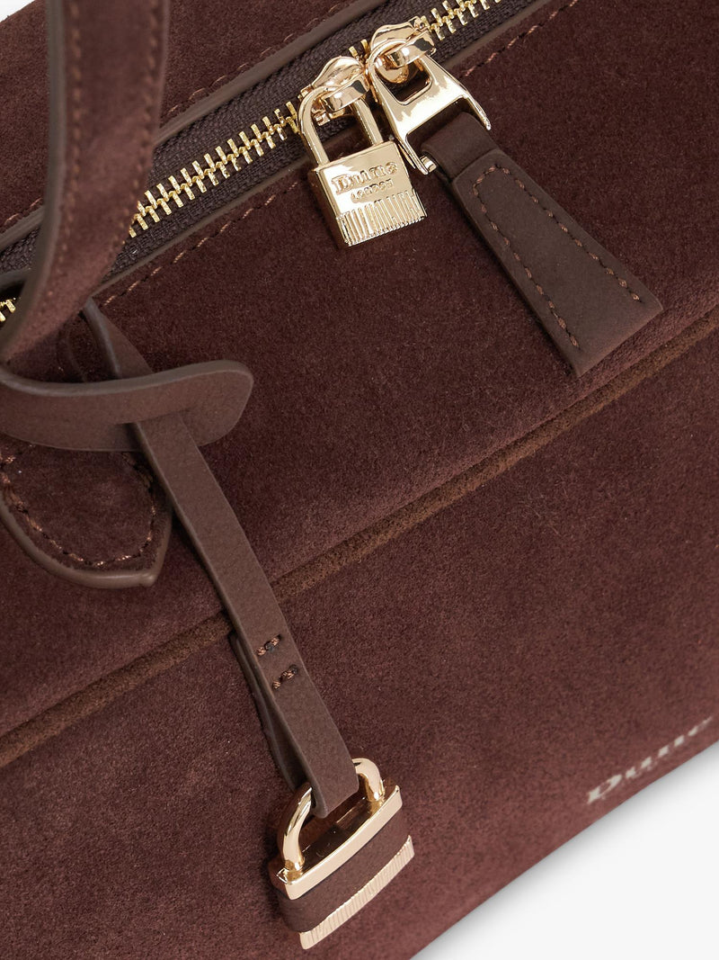 Dune London suede bowling handbag in brown (British brand)