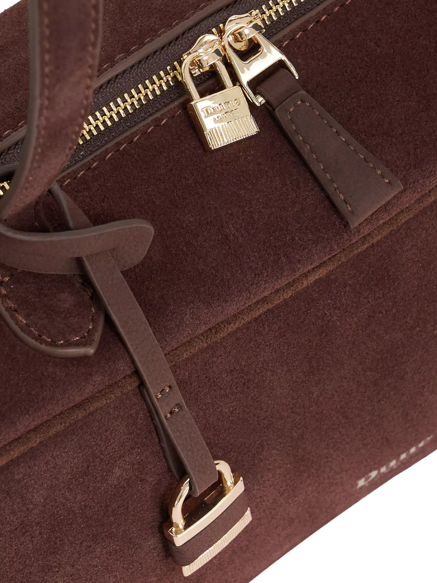 Dune London suede bowling handbag in brown (British brand)