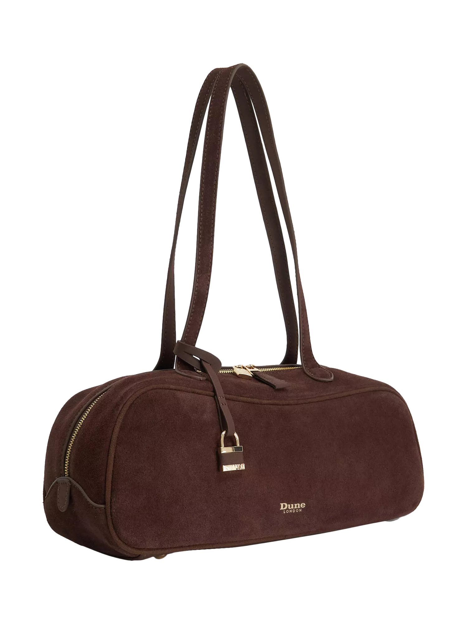 Dune London suede bowling handbag in brown (British brand)
