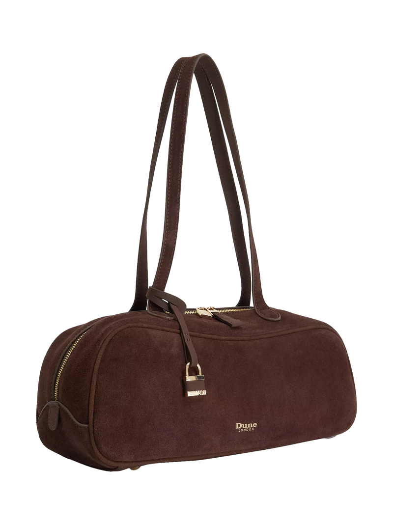 Dune London suede bowling handbag in brown (British brand)